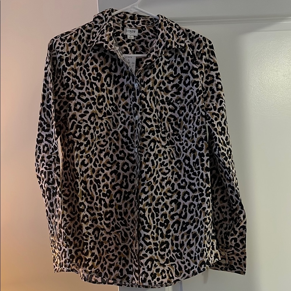 J.Crew Animal Print Long Sleeve Shirt